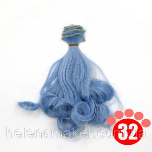 Кучеряве волосся треси для ляльок 15 см * 100 см. Блакитні
