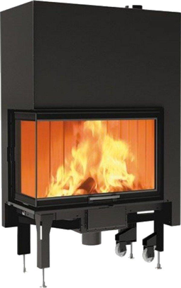 Кутова сталева камінна топка на дровах для опалення заміського будинку Edilkamin Windo2 75 DX ліва (12 кВт)