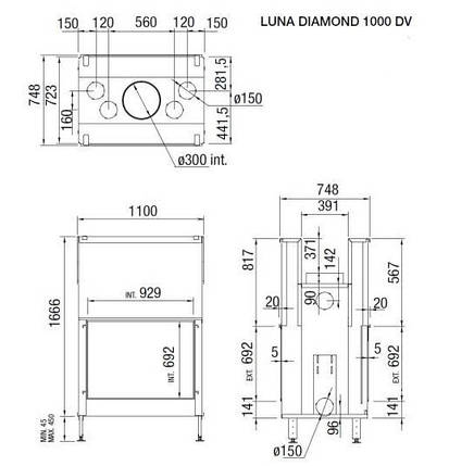 Камінна топка M-design 1000 DV Double Face Diamond тунельна, фото 4