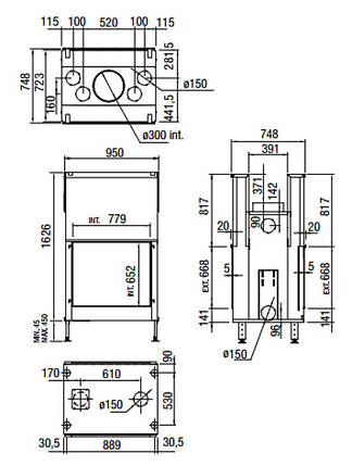 Камінна топка M-design 850 DV Double Face Diamond Plus тунельна, фото 3