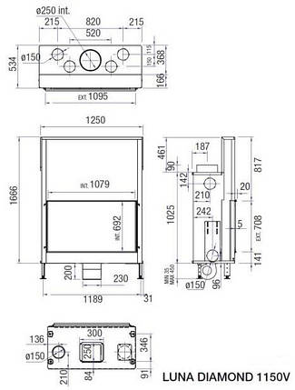 Камінна топка M-Design Luna 1150 V Diamond Plus, фото 4