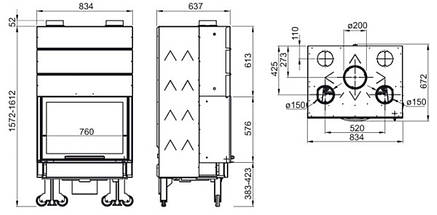 Камінна топка Nordica Monoblocco Ghisa 750 Piano, фото 5