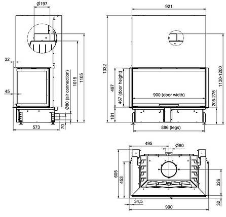 Камінна топка Technical PanTech 100 EVO U LD з керамікою, фото 4