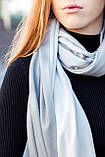 Великий світло-сірий двосторонній кашеміровий палантин LEONORA, фото 4
