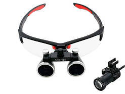 Бінокулярні збільшувальні окуляри лупа 3.5х 420мм з підсвічуванням і АКБ 1800мАч