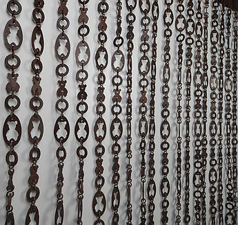 Дерев’яні штори на дверний отвір Ведмедик | ширина 1 м, висота 2 м | декоративні штори дерев’яні коричнево-темні