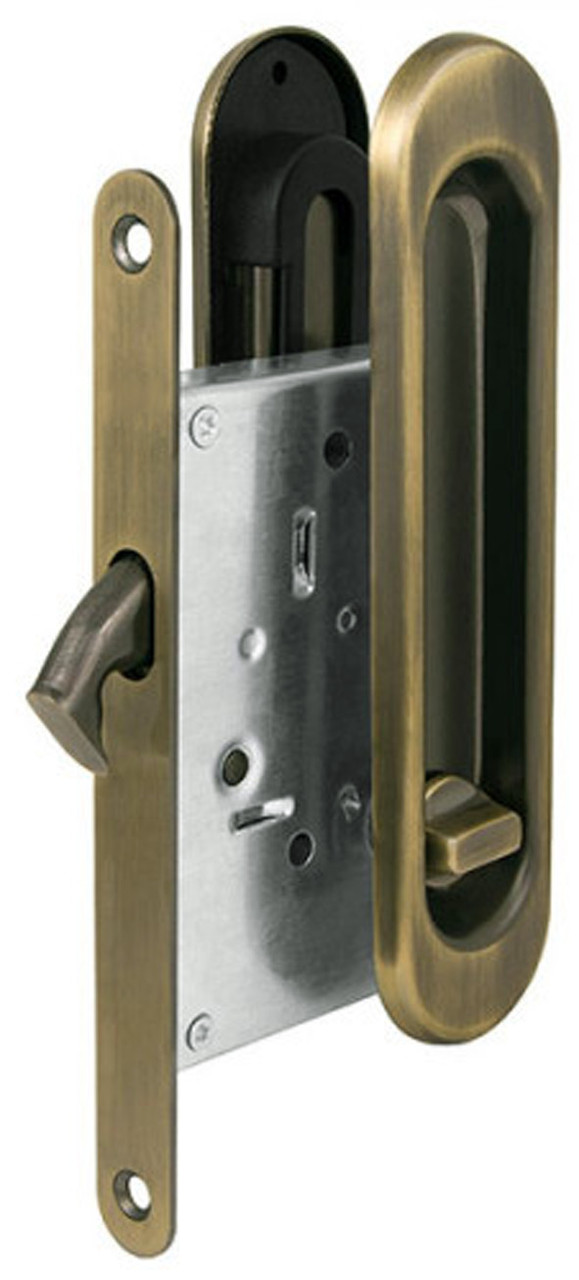 Ручки для розсувних дверей з замком I-05 Стара бронза, фото 1