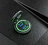 Автомобільний швидкий QC3.0 36W зарядний пристрій гніздо врізна розетка кругла зелена 2 USB (12-24В) CPA, фото 2