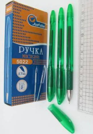 Ручка кулькова 5022 Office зелена 0,7 мм уп 12 шт., фото 1