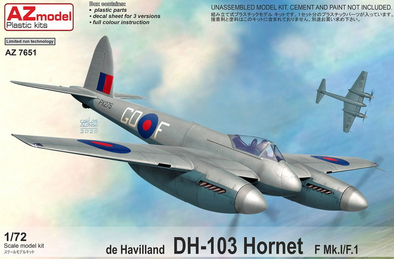 Пластикова модель 1/72 AZ model 7651 Британський винищувач DH-103 Hornet F Mk.I/F.1