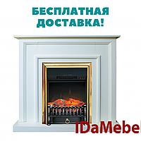 Камінокомплект IDaMebel Adele Білий + Fobos Brass Black (камін, вогнище)