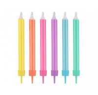 Свечи классические Цветные пастель с подставкой 12 шт / уп 131444
