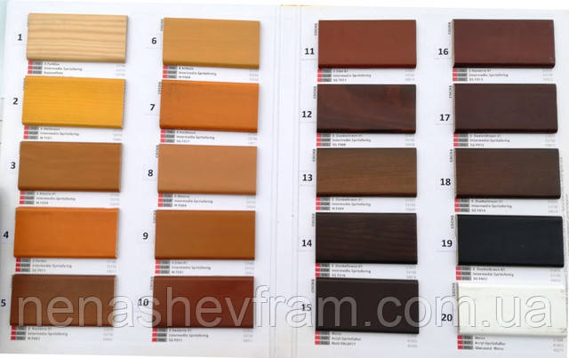 Цветовая гамма тонированной покраски окон из сосны Цветовая гамма тонированной покраски окон из сосны