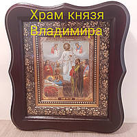 Икона Успение Пресвятой Богородицы,  лик 10х12 см, в темном деревянном киоте