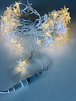 Гірлянда вулична "Нитка" (String) 100LED 10м Зірки", білий провід (каучук), тепла з флешем