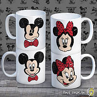 Сімейні білі чашки (кухлі) з принтом "Сімейство Маусів"