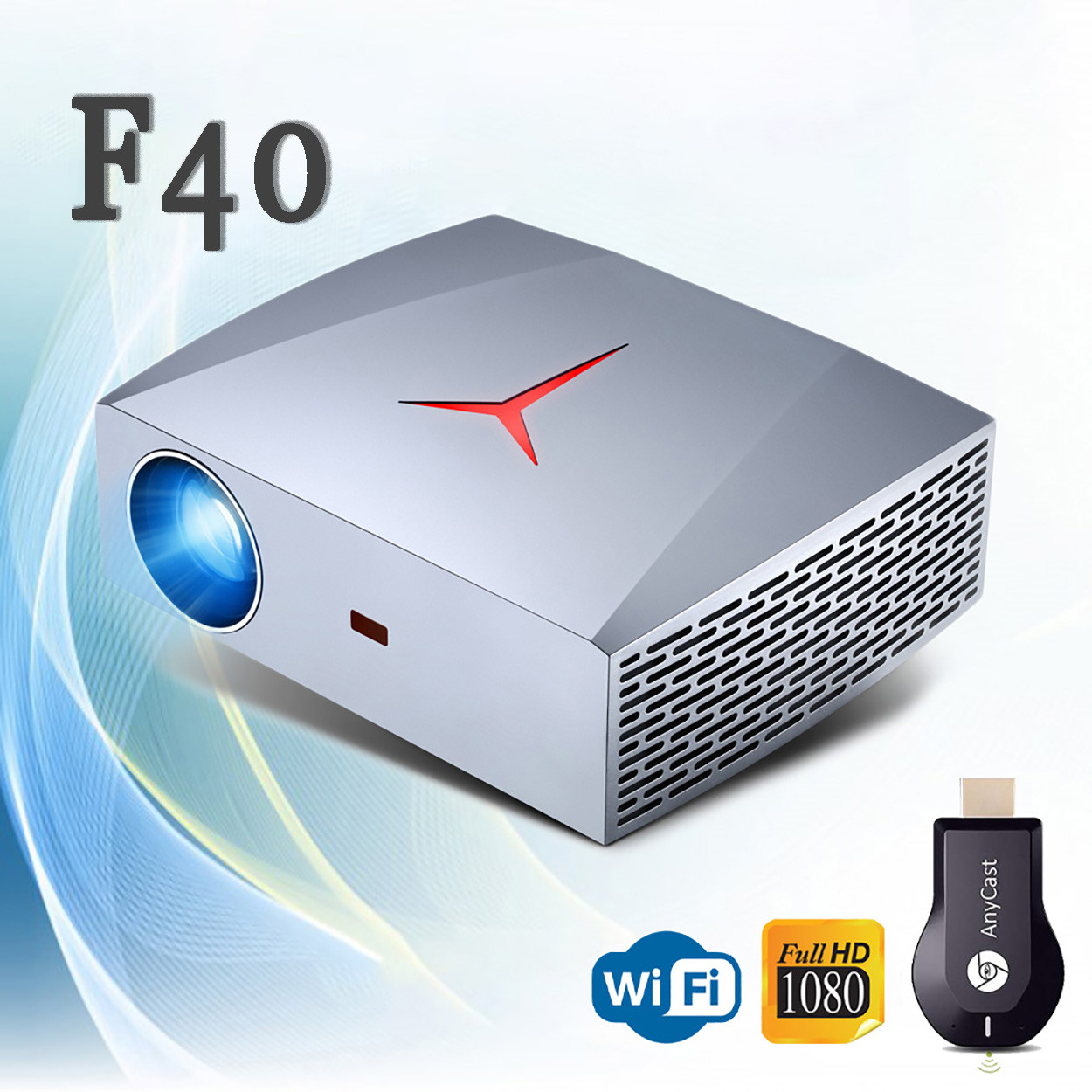 Проєктор Wi-Fi Vivibright Wi-light F40 (поліпшений F30) Full HD домашній кінотеатр кінопроєктор