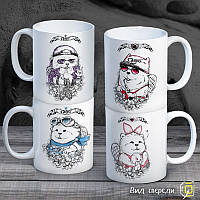 Сімейні білі чашки (кухлі) з принтом "Сімейство Бобрів"