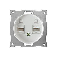 Розетка подвійна комп'ютерна RJ45 кат.5e, OneKeyElectro біла