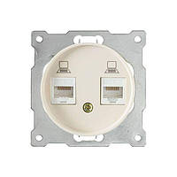 Розетка подвійна комп'ютерна RJ45 кат.5e, OneKeyElectro бежева