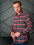 Чорна чоловіча фланелева сорочка в червону клітинку, фото 3