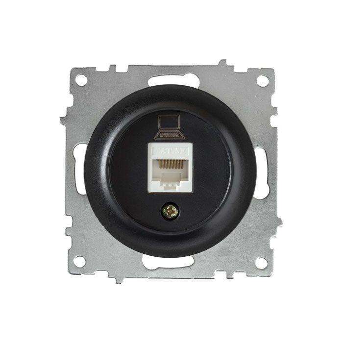 Розетка комп'ютерна 1xRJ45 кат.5e, колір чорний OneKeyElectro (серія Florence) арт.1Е20701303, вибір 4 рамки