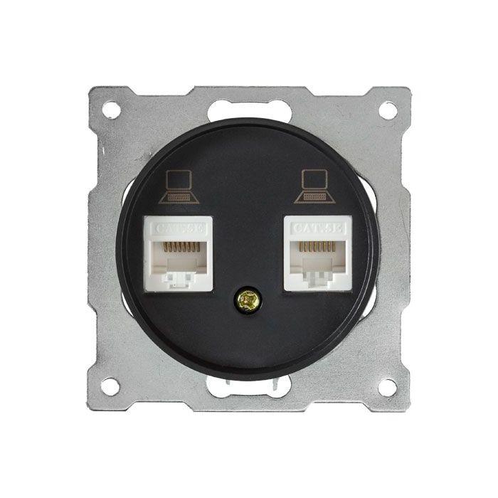 Розетка подвійна комп'ютерна RJ45 кат.5e, OneKeyElectro чорна