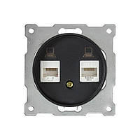 Розетка подвійна комп'ютерна RJ45 кат.5e, OneKeyElectro чорна