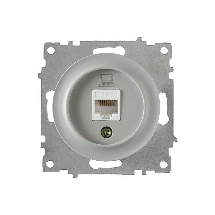 Розетка комп'ютерна 1xRJ45 кат.5e, колір сірий OneKeyElectro (серія Florence) арт.1Е20701302, вибір 4 рамки