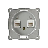 Розетка подвійна комп'ютерна RJ45 кат.5e, OneKeyElectro сіра