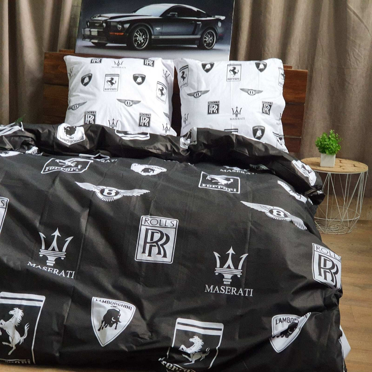 Сімейний комплектпостыльна білизна бязь «Maserati» з двома підковдрами