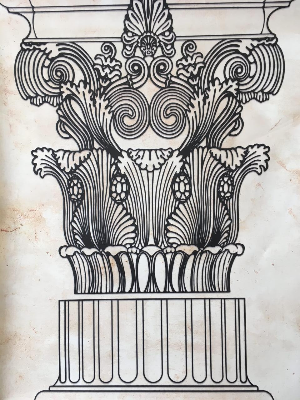Постер капитель колонны Коринфского ордера дизайнерский рельефный 70 см х 90 см - фото 1 - id-p1291945827