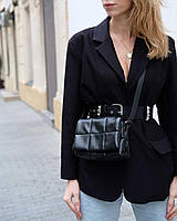 Модная мини сумка на плечо стеганая черная, кросс-боди WeLassie