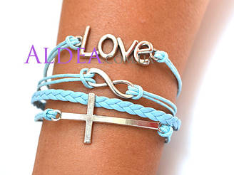 Браслет Хрест Love, блакитний