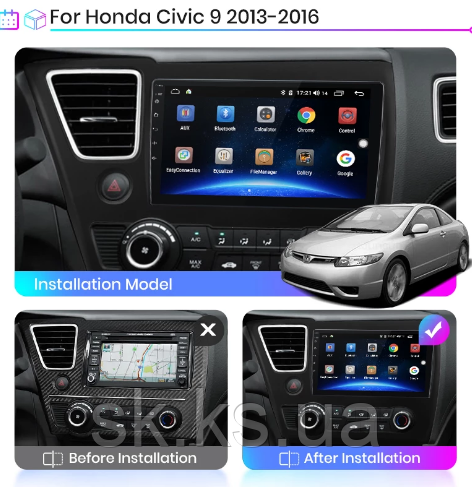 Junsun 4G Android магнітола для Honda для Honda Civic 4d 9 2013 - 2016 wifi