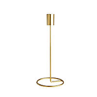 Підсвічник святковий REMY-DEСOR металевий Гуннар золотого кольору для тонкої свічки висота 28 см декор дому