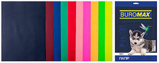 Набір кольорового паперу Buromax Dark+Neon А4 50арк 10 кольорів 80г/м2