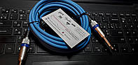 Гітарний дріт 1/4 інструментальний елітний професійний безшумний кабель для електрогітари 3 м блакитний