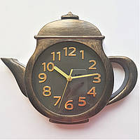 Настенные часы на кухню "Чайник" Маленький Золото (25х31 см) [Пластик] Best Time