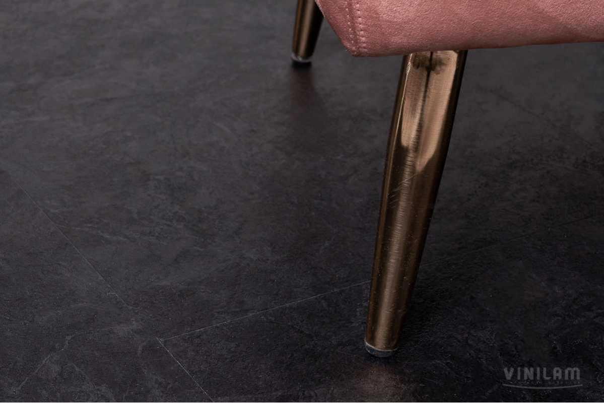 Вінілова підлога CERAMO VINILAM плитка 2,5 mm 61607 Сланцевий Чорний