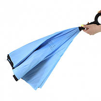 Зонт зворотного складання, антизонт, розумний парасольку, парасолька навпаки Up Brella Блакитний 183013, фото 2