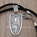 Комплект! Срібний православний кулон з шовковим шнурком. Архангел Михаїл на шнурі з срібним замком, фото 9