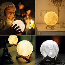 Настільний світильник нічник Місяць 15 см Magic 3D Moon Light Touch Control 154094, фото 3