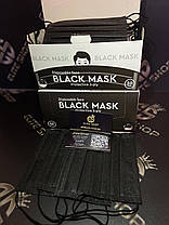 Black Mask 50 шт/уп. супер якість! Тришарові зі вставкою для носа і якісними гумками!, фото 4