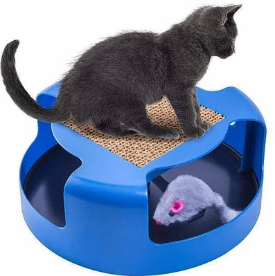 Когтеточка-игрушка для кошек и котят Cat Mouse Chase Toy с мышкой синий 171526