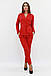 Класичний жіночий брючний костюм з креп-костюмки, червоний, фото 4