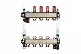 Колектор із неірж. сталі DN 25 (1") з витратами 3 л/хв і термостатичними буксами М28х1,5 на 8 виходів