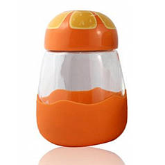 Термокухоль зі скла в силіконовому захисті з кришкою Fruits апельсин 132000