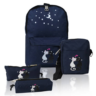 Міський рюкзак для дівчаток 4 предмета Котики, синій 154083