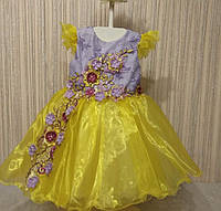 Нарядное пышное платье сиреневое с жёлтым 3-4 лет